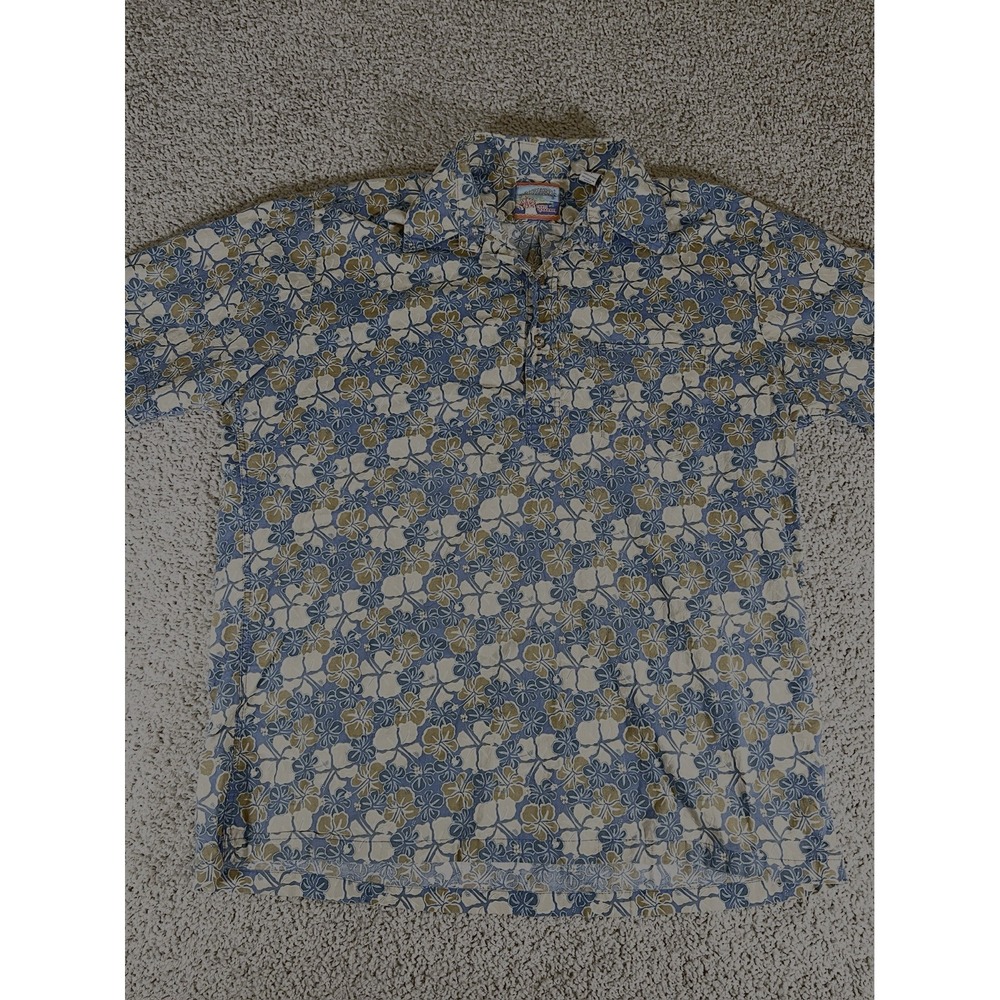 Vintage Reyn Spooner 1/4 Button Up Multicolor Floral Print Shirt Mens‎ L Cotton